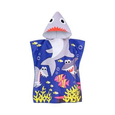 Imagem de Poncho De Banho Com Capuz Para Crianças De 80-120cm, Toalha De Microfi