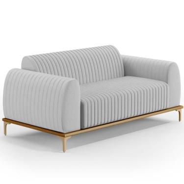 Imagem de Sofá 3 Lugares Para Sala de Estar Molino 180 cm D02 Pés D'Ouro Linho C