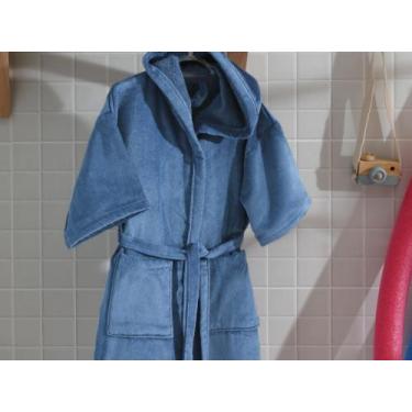 Imagem de Roupão Infantil Döhler Felpa Velour com Capuz - Azul - Azul