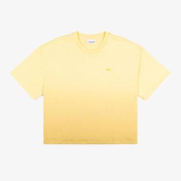 Imagem de Camiseta Ombré de Algodão com Caimento Relaxado - Lacoste, 36, Giallo 