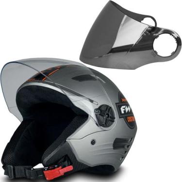 Imagem de Capacete Fw3 X Open Custom Prata Laranja 60 Viseira Cromada