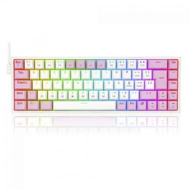 Imagem de Teclado Mecânico Gamer Redragon Castor, RGB, Switch Blue, ABNT2, White