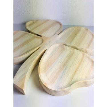 Imagem de Petisqueira Trevo 4 Folhas - madeira pinus, 450, 28x28cm
