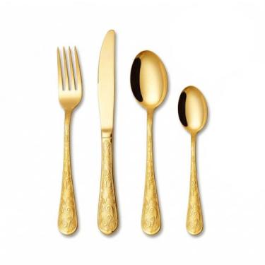 Imagem de Conjunto de Talheres Aço Inoxidável 410 Dourado 24 Peças - OAS026, Dou