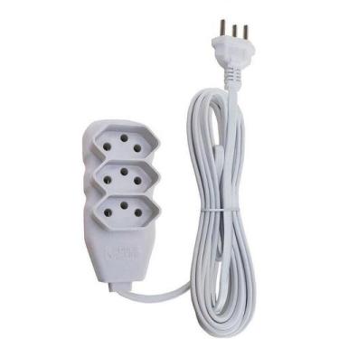 Imagem de Extensão Elétrica Tripolar 5m 3 Tomadas Slim Branco - FORCE LINE
