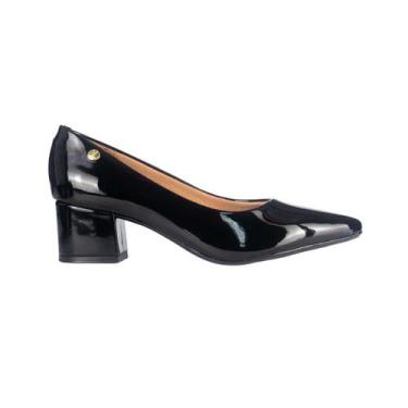 Imagem de Sapato Scarpin Vizzano Salto Bloco Verniz, Preto, 36