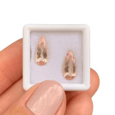 Imagem de Morganita Peachy Gota Par 3,38ct - SP GEMAS