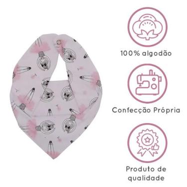 Imagem de Babador Bandana Bebe Recem Nascido Menina Estampa Bailarina Rosa Antia