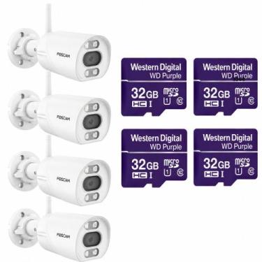Imagem de KIT 4 CAMERA IP WIFI 1080P 9520 4 CARTAO MEMORIA WD Purple 32GB - TWG