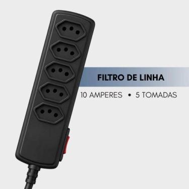 Imagem de Filtro de linha régua 5 tomadas DPS protetor contra surtos elétricos 3