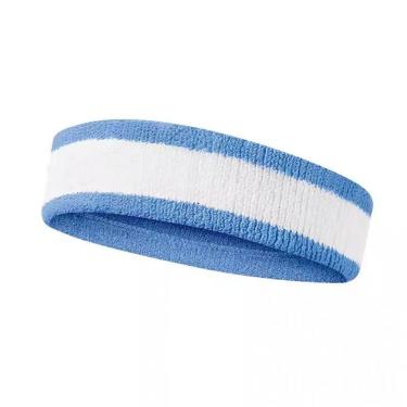 Imagem de Tiara Esportiva Elástica Alta Absorvente de Suor com Respirabilidade Azul e Branco OEM