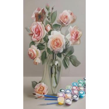 Imagem de Kit Pintura Numerada - Vaso Rosas 40x50cm - Congratulations Store