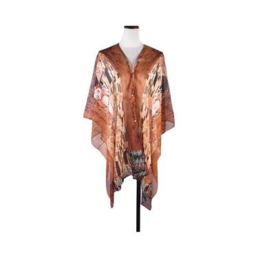 Imagem de Xale De Chiffon Estampado Feminino Para Verão Com Proteção UV, Fino, P