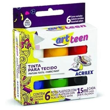 Imagem de Tinta tecido c/6 cores acrilex art teen