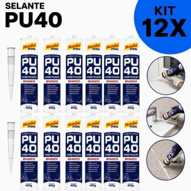 Imagem de Kit 12 Adesivo Selante PU 40 Branco Mundial Prime 400ML, Único