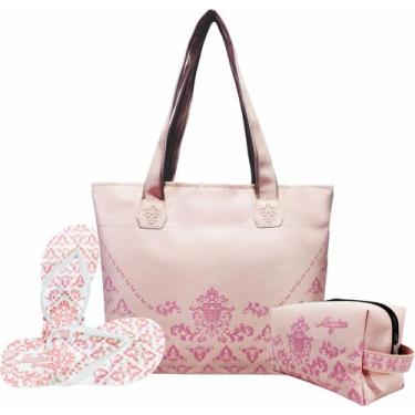 Imagem de Kit Bolsa Feminina Casual Arabescos Com Necessaire e Chinelo Magicc KI