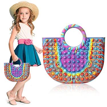 Imagem de Pop It Bag, Fidget Toys Push Bubble Popper Bolsas elegantes de grande capacidade, Interessante descompressão alça bolsa para meninas e mulheres