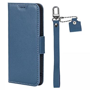 Imagem de LAHappyL Capa carteira para iPhone 13 Pro Max/13 Pro/13 Capa de couro legítimo com função de suporte para cartão, capa tipo carteira com suporte magnético, azul, 13 Pro 6,1 polegadas