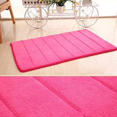Imagem de Tapete de banheiro macio de espuma viscoelástica, antiderrapante, absorvente, tapete de borracha para piso de cozinha, banheiro, rosa, 50 x 120 cm