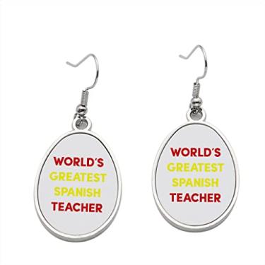 Imagem de World's Greatest Spanish Teacher Brinco - Brincos pendentes para meninas - Presente de festa de aniversário dos namorados, Metal, Sem pedras preciosas