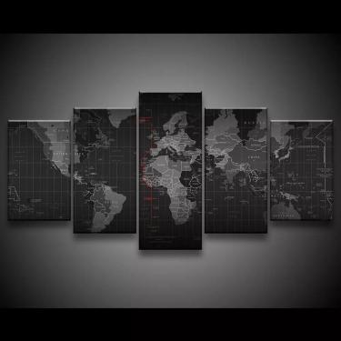 Imagem de Quadro Decorativo 129x63 Sala Quarto Mapa Múndi 1