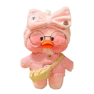Imagem de pelúcia pato pelúcia pato para crianças meninas, brinquedo pelúcia fopato abraçável com chapéu e fantasia fofos, presentes para aniversário, feriado, festival