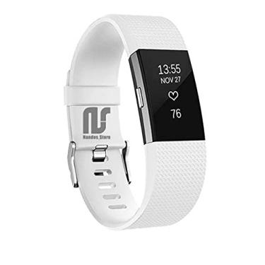 Imagem de Pulseiras unissex para Fitbit Charge 2 - Pulseira de substituição - Nandos-Store (Branca rajada)
