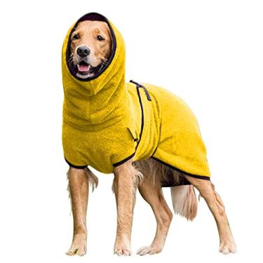 Imagem de Foern Moletons com capuz para cães, roupas com fecho de pressão quente de poliéster outono inverno em ambientes externos, roupas para animais de estimação para cães de médio e grande, amarelo, 5GG: 73 cm/28,7 pol