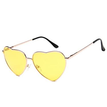Imagem de Óculos de sol da moda Óculos de sol vintage coração feminino designer doce cor gradiente óculos de sol óculos de sol ao ar livre festa óculos de sol, ouro, noite, como imagem