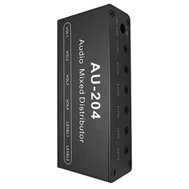 Imagem de TECKEEN Mixer de áudio de 4 vias estéreo 4 em 1 placa misturadora de áudio com estojo de fones de ouvido amplificador de 2 vias 4 vias entrada 1 saída de 3,5 mm