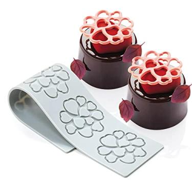 Imagem de Moldes de silicone de folha oca amante coração moldes de chocolate geometria molde de silicone 3D molde de folha de chocolate doce doce decoração de bolo decoração de bolo topo de cupcake