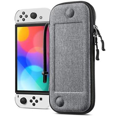 Imagem de Fintie Estojo de transporte fino para Nintendo Switch OLED modelo 2021/Switch 2017 – [Slim Fit] Bolsa protetora de viagem à prova de choque com 10 cartuchos de jogos para console Joy-Con, cinza