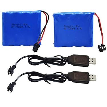 Imagem de Blomiky 2 Pack 4.8V 700mAH Ni-Cd Battery Pack and 2 USB Charger Cable Suitable for SY-E511 RC Excavator C181 C182 C185 1/18 Scale RC Truck / C181 Battery & USB 2