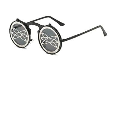 Imagem de Óculos de sol punk redondos moda masculina óculos de festa únicos femininos steampunk óculos de sol molas pernas flip óculos de festa, c7, tamanho único