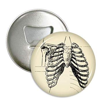 Imagem de Esqueleto humano Rib Bone Esboço Abridor de Garrafas Ímã de Geladeira Emblema Multifuncional