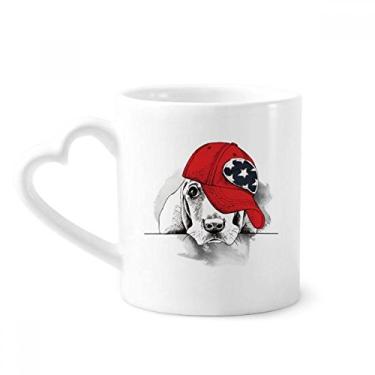 Imagem de Adorável cachorro aquarela roupas ilustração caneca café cerâmica copo coração vidro