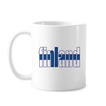 Imagem de Caneca de cerâmica com nome da bandeira da Finlândia, xícara de porcelana de café