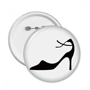 Imagem de Salto alto gráficos simples contorno preto pinos redondos crachá botão emblema decoração acessório 5 peças