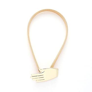 Imagem de Cortina elástica de metal minimalista sem furos e sem instalação Laços de cortina com fivela, Dourado, 1 unidade