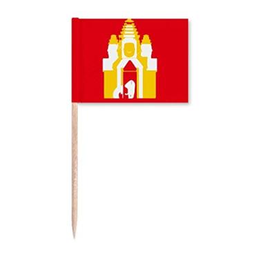 Imagem de Placa de Templo Turístico Cambojano Bandeiras de Palito Marcador Topper Decoração de Festa