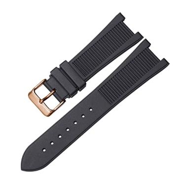 Imagem de CYSUE Para PP Patek Philippe Silicone Watch Belt 5711 5712g Nautilus Watch Strap Interface Especial 25mm*13mm Pulseira de Relógio (Cor: Preto-Rosa old, Tamanho: 25-13mm)