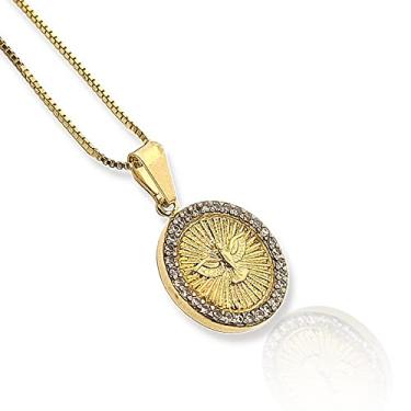 Imagem de Colar Gargantilha Divino Espirito Santo Dourado Banhado A Ouro 18K Semijoia