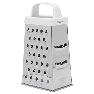 Imagem de Mimo Style Ralador em Inox, 4 Faces, Lâminas de Aço Inoxidável Afiadas, Ergonomicamente Projetado Com Uma Alça de Borracha, Ideal Para Queijo Parmesão, Vegetais, Gengibre,