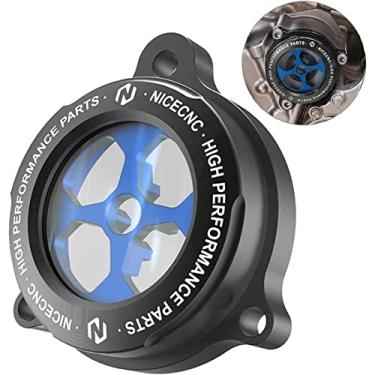 Imagem de NICECNC Capa de filtro de óleo com janela de observação compatível com Yamaha Raptor 700 YFM700 2015-2023, Raptor 700R YFM700R, 2009-2009 2011-2023, substituição para 1S3-13447-00-00 (preto)