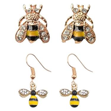 Imagem de CRB Brincos de Abelha de Mel Bumblebee Bumblebee para Mulheres Meninas em Tom Dourado