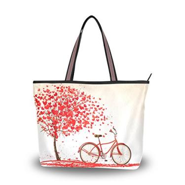 Imagem de ColourLife Bolsa de ombro feminina Red Trees Bikes, Colorido., Large