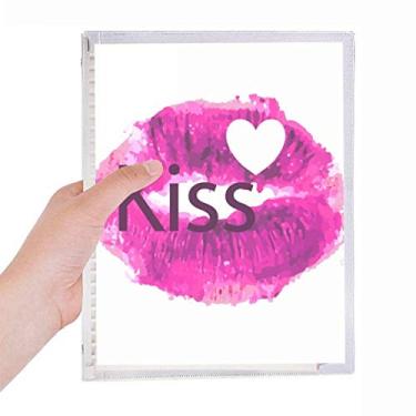 Imagem de Kiss Love — Caderno labial rosa para dia dos namorados com folhas soltas e diário recarregável