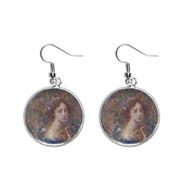 Imagem de Brincos femininos Miss Fall XJJ com pintura a óleo e pingente de prata