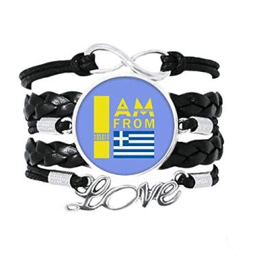 Imagem de OFFbb-USA Pulseira I Am from Greece Art Deco Gift Fashion Band Love Accessory Twisted Leather Knitting Rope Wristband Gift
