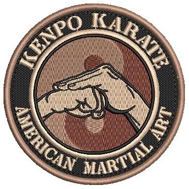 Imagem de AM0247 Karate Kenpo Patch Bordado Para Kimono Jaquetas Boné (Marrom e Bege Aplicar com Ferro)